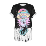 SOSHIRL Harajuku Punk Summer T Shirt Cool Hip Hop Women's T Shirt Loose Galaxy Letter Skull/Cute Alien Print Top Tee Dropship - webtekdev