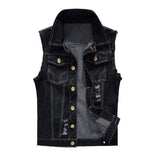 Slim  Male Jeans Sleeveless Jacket Vest Men Plus Size 6XL Black Denim Jeans Vest Male Cowboy Outdoors Waistcoat Mens Jacket - webtekdev