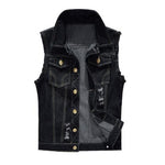 Slim  Male Jeans Sleeveless Jacket Vest Men Plus Size 6XL Black Denim Jeans Vest Male Cowboy Outdoors Waistcoat Mens Jacket - webtekdev